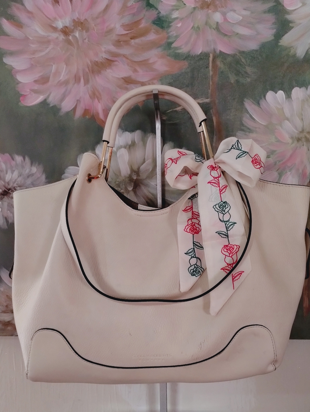 Sondra Roberts Squared Faux Leather 2 Way Shoulder Tote Bag